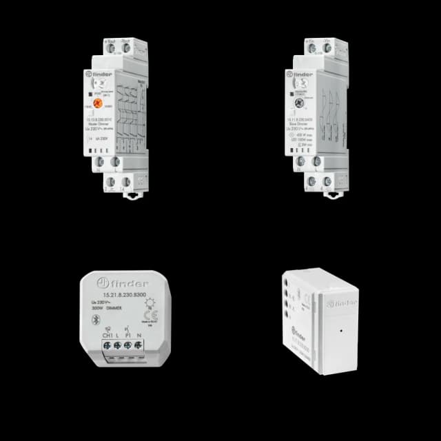 15 Serisi Elektronik Adım Rölesi ve Dimmer, Finder, Dimmer (Işık Kısıcı), 0,4…0,7 W (tipe göre)
