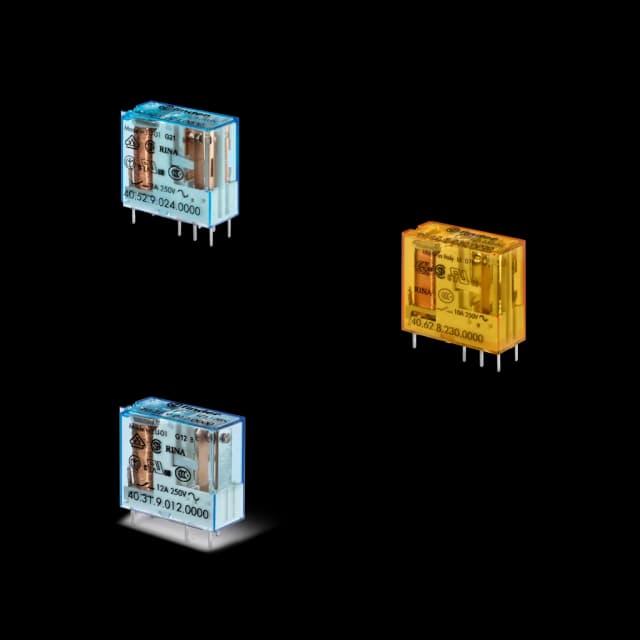 40 Serisi Minyatür PCB Röle, Finder, 8 - 16 A (tipe göre); maks. pik akım 15 - 30 A