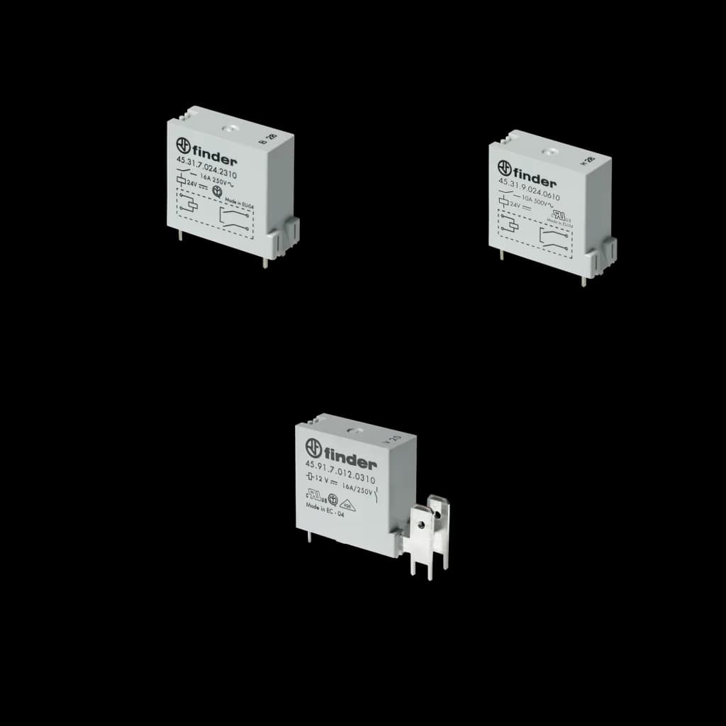 45 Serisi Minyatür PCB Röle, Finder, 10-16 A / 30-80 A (tipe göre)