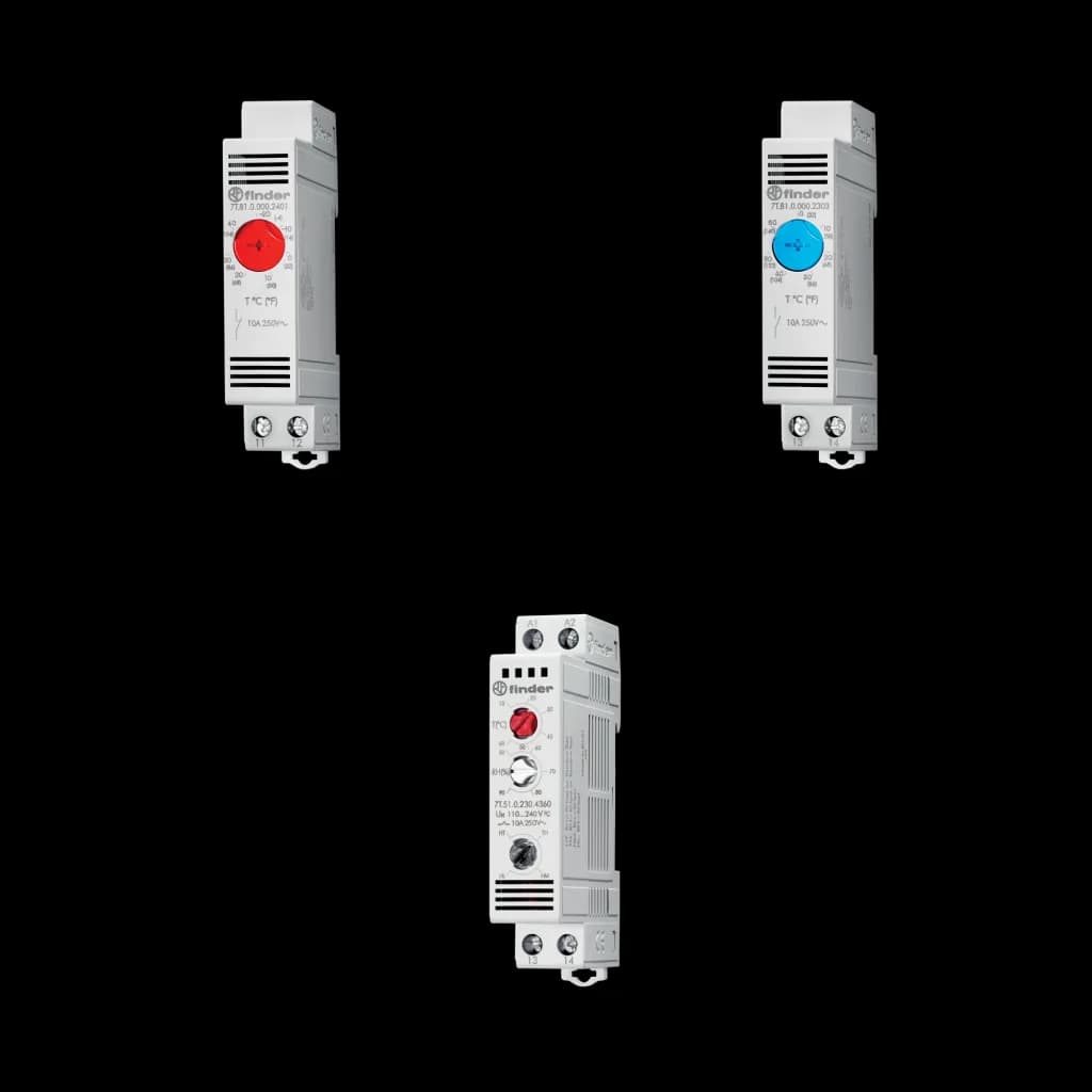 7T Serisi Panel Termostatı, Finder, 10/15 A (7T.51); 10/20 A (7T.81)