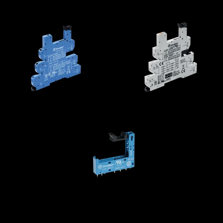93 Serisi Soket ve Aksesuarlar (34 Serisi Röle için), Finder, Vida (box clamp), push-in, vidasız, PCB