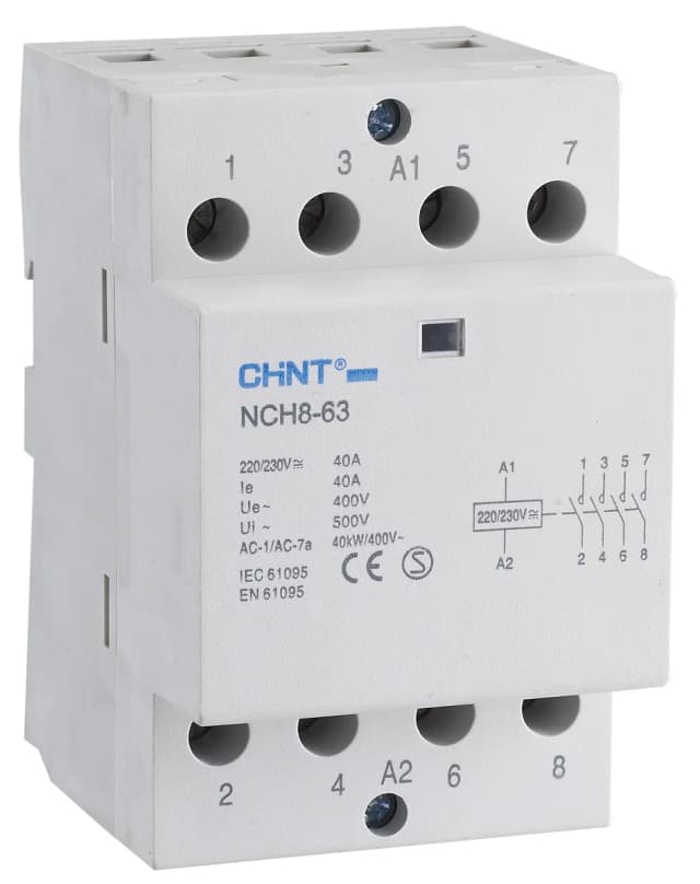 NCH8 Serisi Modüler Sessiz Kontaktör, Chint, 20 ile 63 A AC-1 akımı
