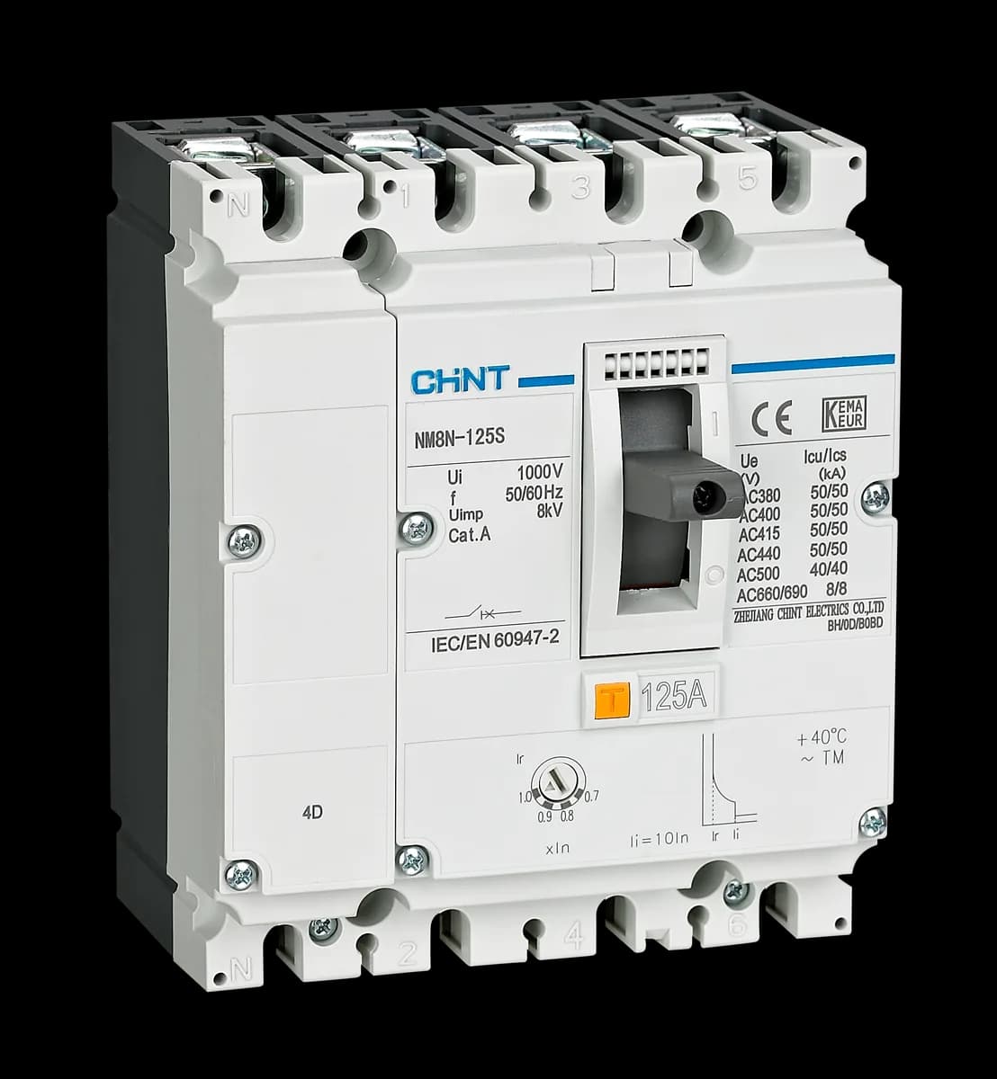 Chint NM8N-125H 4P 63A 100kA Ayarlı Kompakt Şalter, sipariş kodu 271687