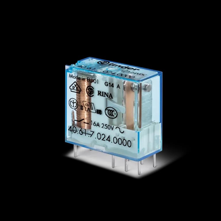 40.61.8.230.0000 230V AC 16A Minyatür PCB Röle, Finder, PCB veya 95 serisi sokete montaj