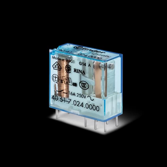 40.61.9.024.0000 24V DC 16A Minyatür PCB Röle, Finder, PCB veya 95 serisi sokete montaj
