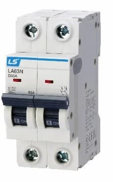 LA63N Serisi 2 Kutuplu C Eğrisi 6kA Otomatik Sigorta, LS Electric DIN ray tipi minyatür devre kesici