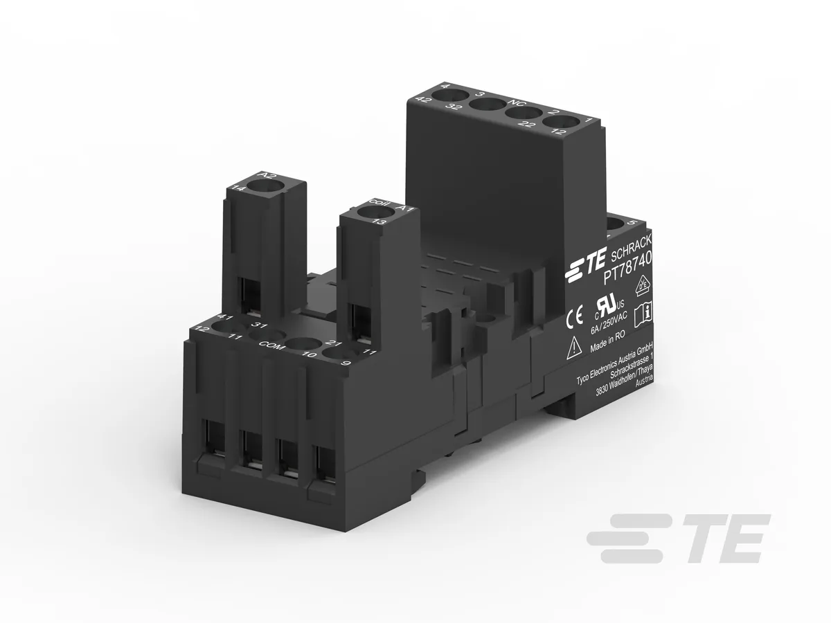 Schrack PT78740 DIN ray röle soketi, dört kutuplu, 6 A anma akımı, vidalı klemensli